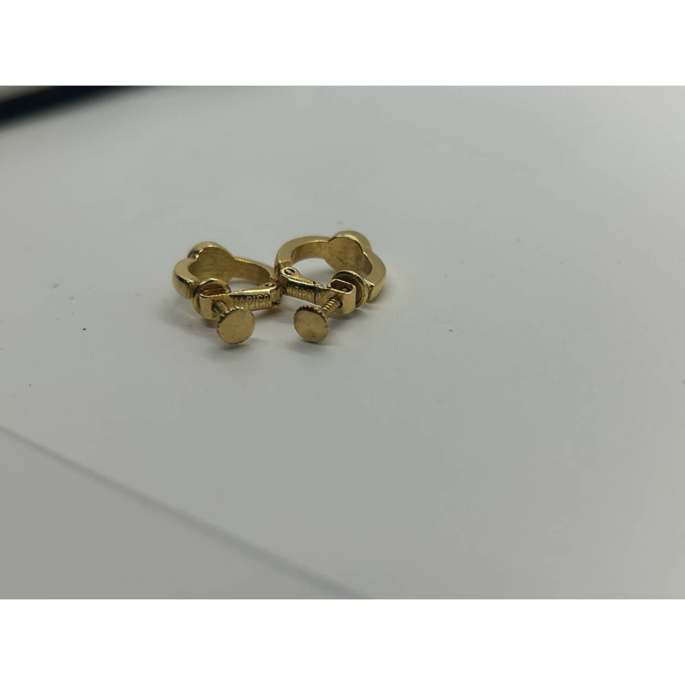 Vintage Napier dainty Gold Tone Pearl Huggie Hoop Screw Back Earrings Signed mcm - Picture 11 of 12